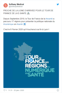 Post TWITTER SOFTWAY MEDICAL sur le tour de france de la e-santé