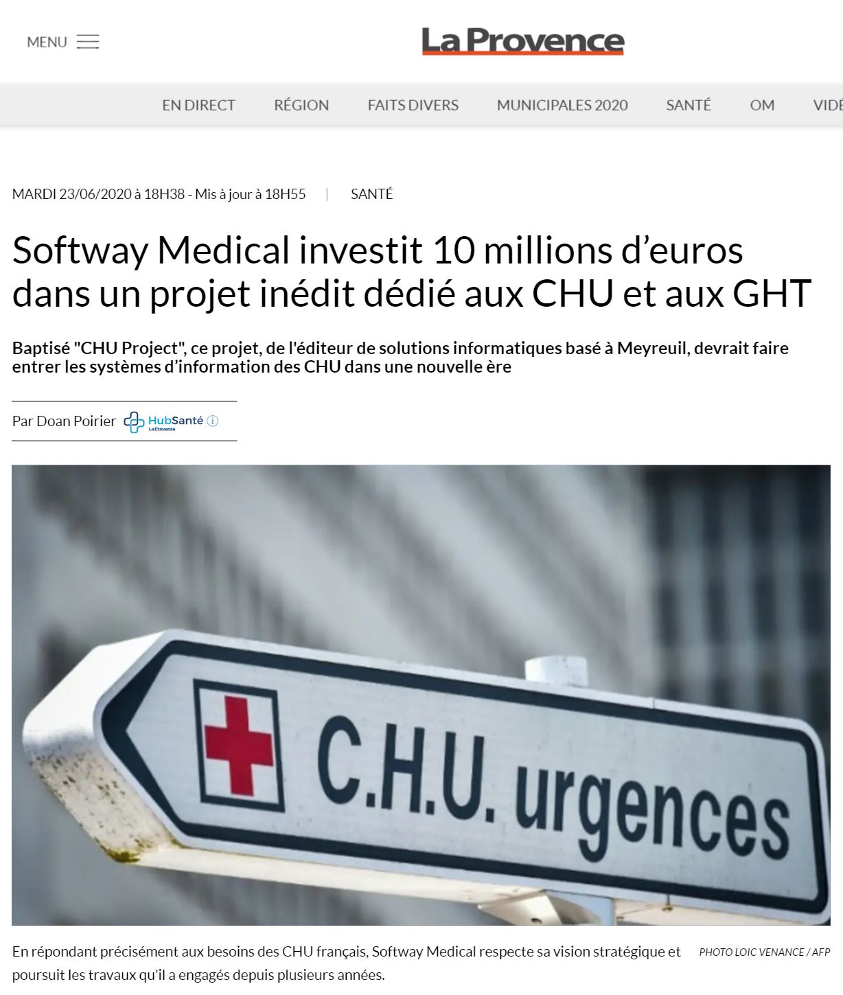 ON PARLE DE NOUS DANS LA PROVENCE : Softway Medical investit 10 millions d’euros dans un projet inédit dédié aux CHU et aux GHT