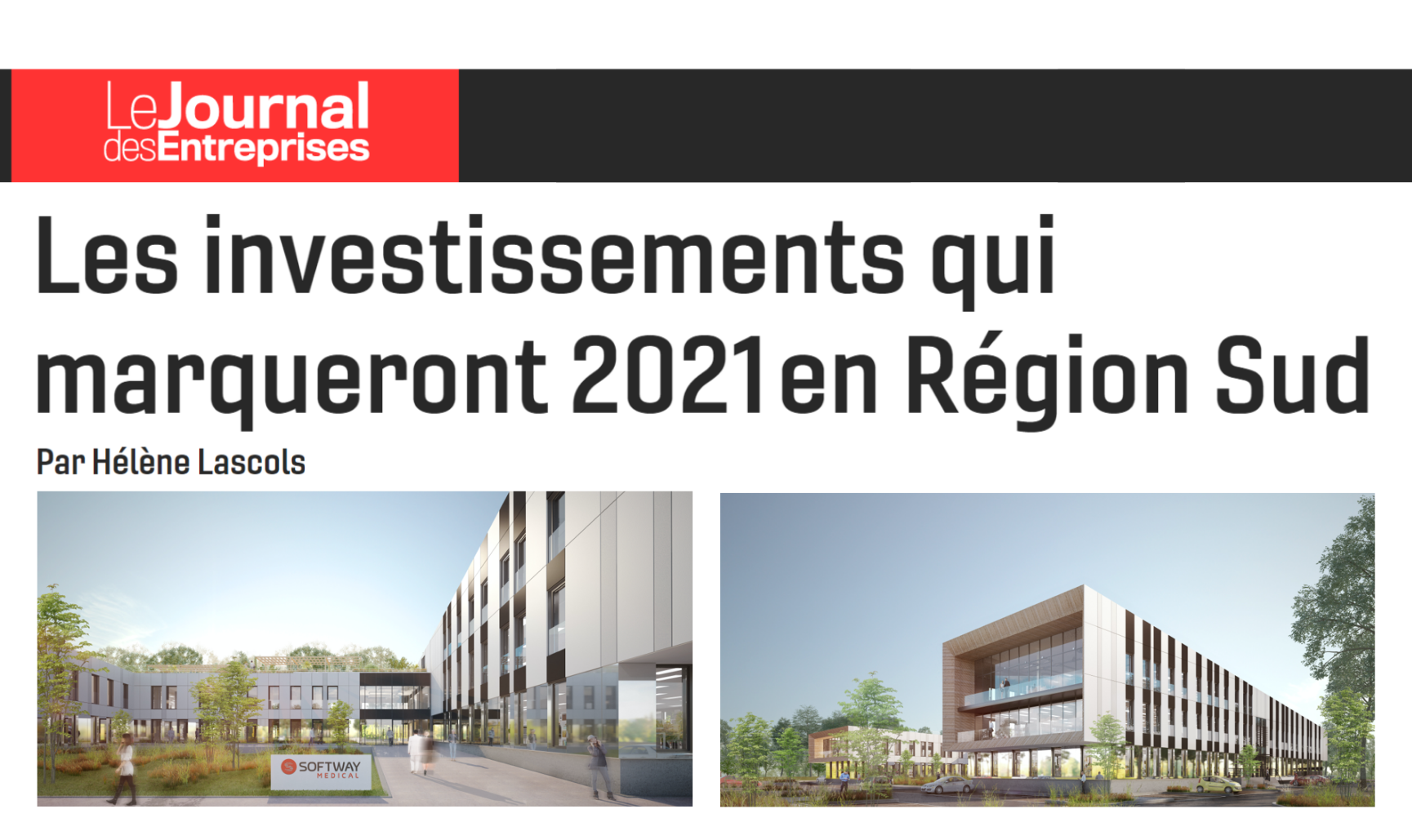 On parle de nous dans Le Journal des Entreprises : Les investissements qui marqueront 2021 en Région Sud !