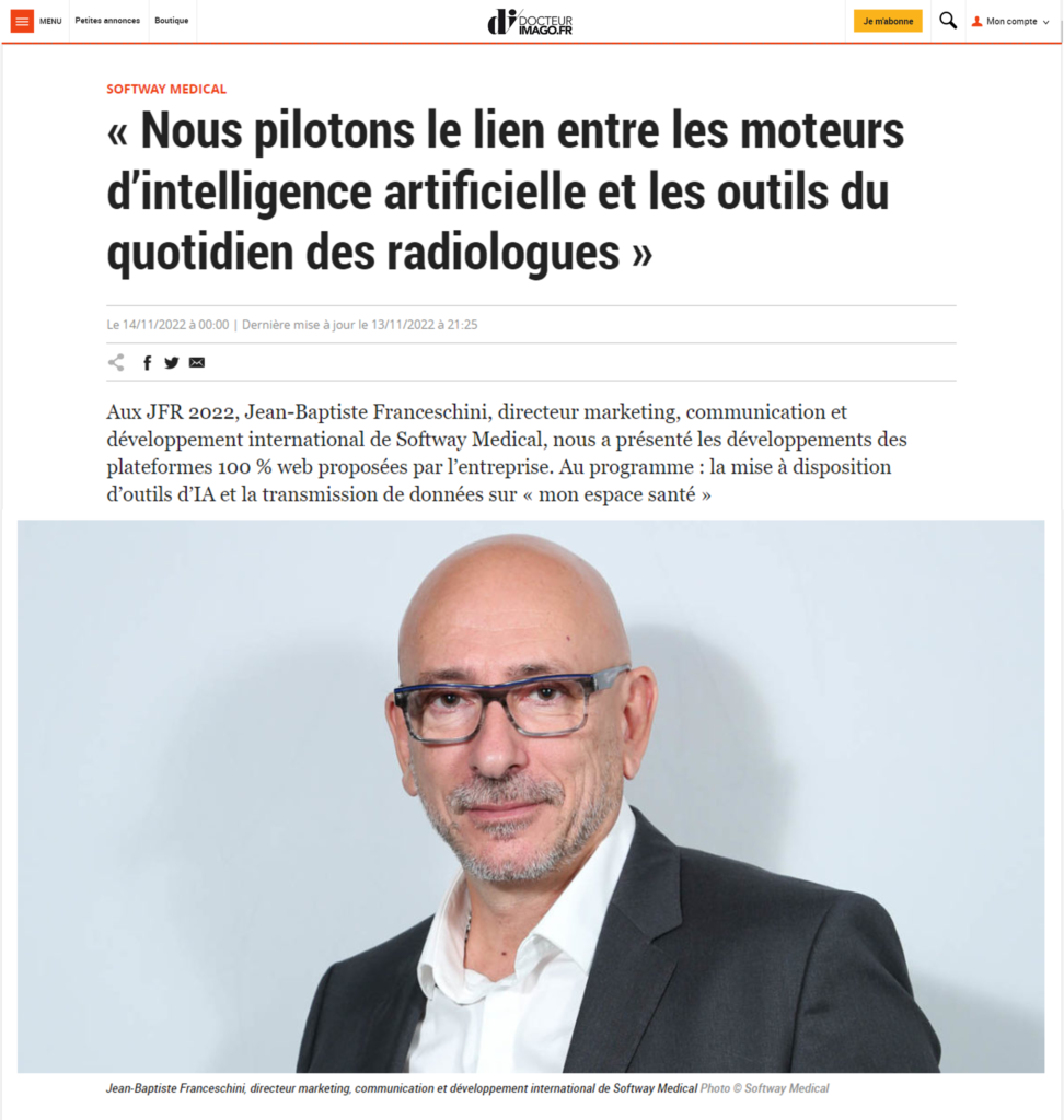 Softway Medical pilote le lien entre les moteurs d'intelligence artificielle et les outils du quotidien des radiologues